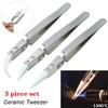 Stainless Steel Ceramic Tipped Tweezer Ceramic Fine Pointed Tip Anti-corrosion Heat Resistant Tweezer Tips Anti-static Clip Tool