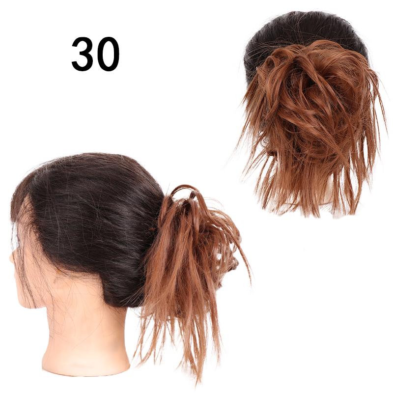 Synthetic Hair Chignons Messy Scrunchies Elastic Band Hair Bun Straight Updo Hairpiece Hair Extension for Women
