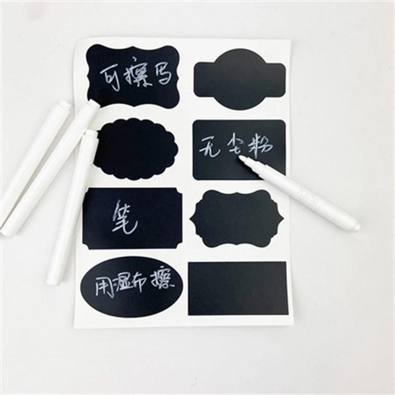 20-75pcs Waterproof Chalkboard Labels Spice Organizer Label for Household Kitchen Blackboard Stickers with White Erasable Pen