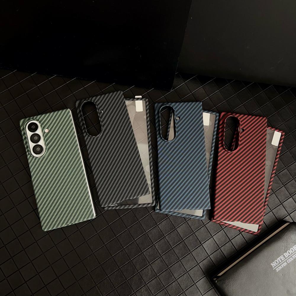 Con Protector de Pantalla Película Templada Funda de Fibra de Carbono Magsafe para Samsung Galaxy Z Fold 7 6 Cubierta de Fibra de Aramida para Fold6 Fold7