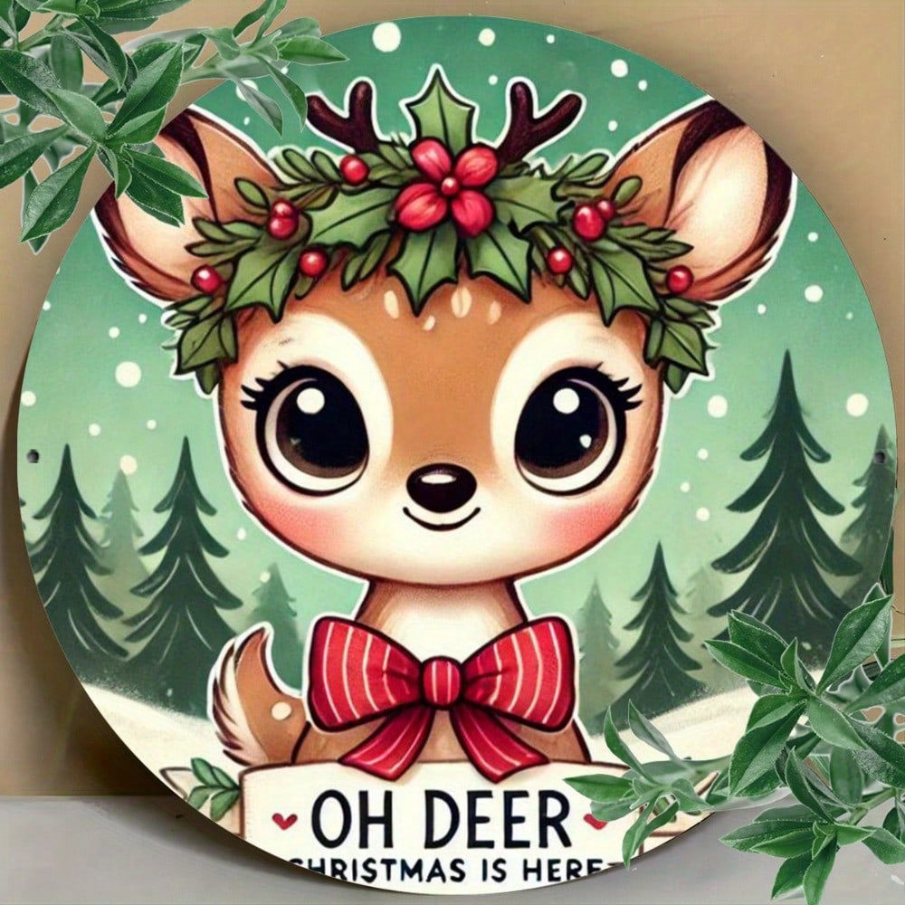 1pc Christmas Deer 8x8 Inch Metal Tin Sign Retro Wall Art Poster Bar Coffee Club Home Decor 20x20 разноцветный