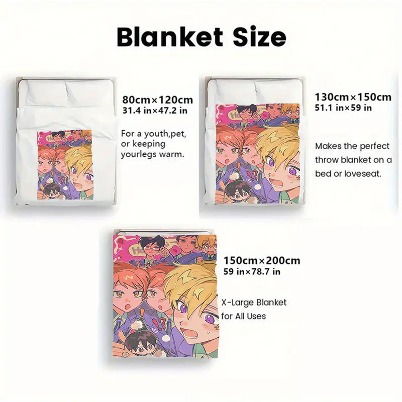 Ouran High School Host Club 2D Flat Pattern Flannel Blanket High quality All Seasons Warmth and Comfort Perfect for Christmas Gifts.MMT0918529