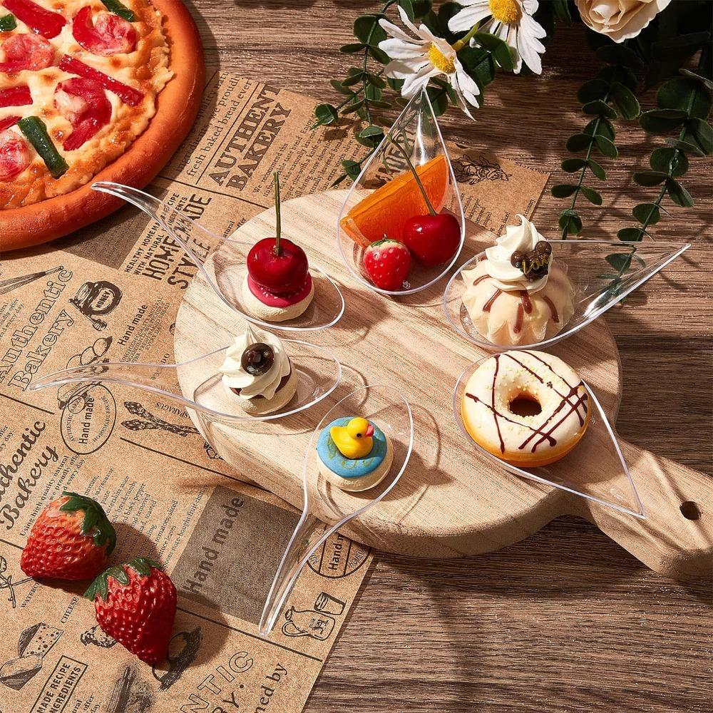 10Pcs Plastic Drop Appetizer Plates Reusable Dessert Cups Dessert Spoon Ice Cream Cup  Party