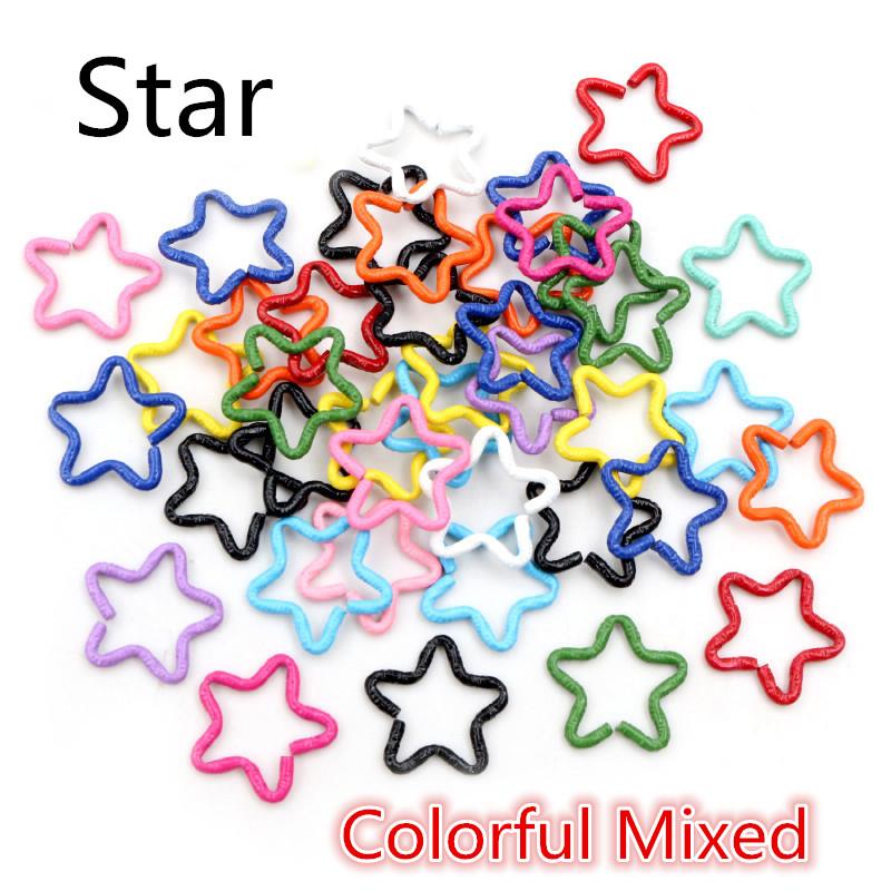 50pcs/lot Gold Silver Plated Heart Star Jump Rings Twisted Split Rings Spacer Connectors For Jewelry Making Making Supplies