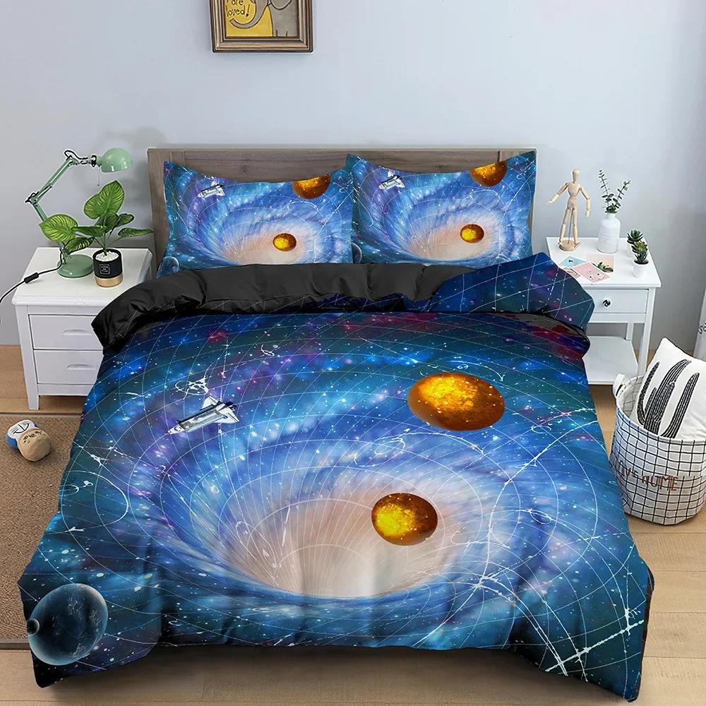 3D Geometric Duvet Cover King/Queen SizeThree-dimensional Bedding Stereoscopic Dense Cuboid Abstract Art Polyester Quilt Cover