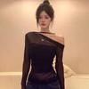 Sexy Pure Sexy Off-Shoulder Mesh Women's Summer New Slim Fit Hot Girl Off-Shoulder Sunscreen Top