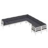 VidaXL Bois de Pin Massif Salon de Jardin 10 pcs avec Coussins Mobilier de Patio Meubles d'Extérieur Mobilier de Jardin 3097008