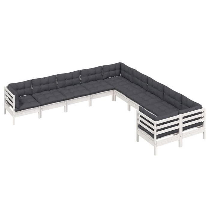 VidaXL Bois de Pin Massif Salon de Jardin 10 pcs avec Coussins Mobilier de Patio Meubles d'Extérieur Mobilier de Jardin 3097008