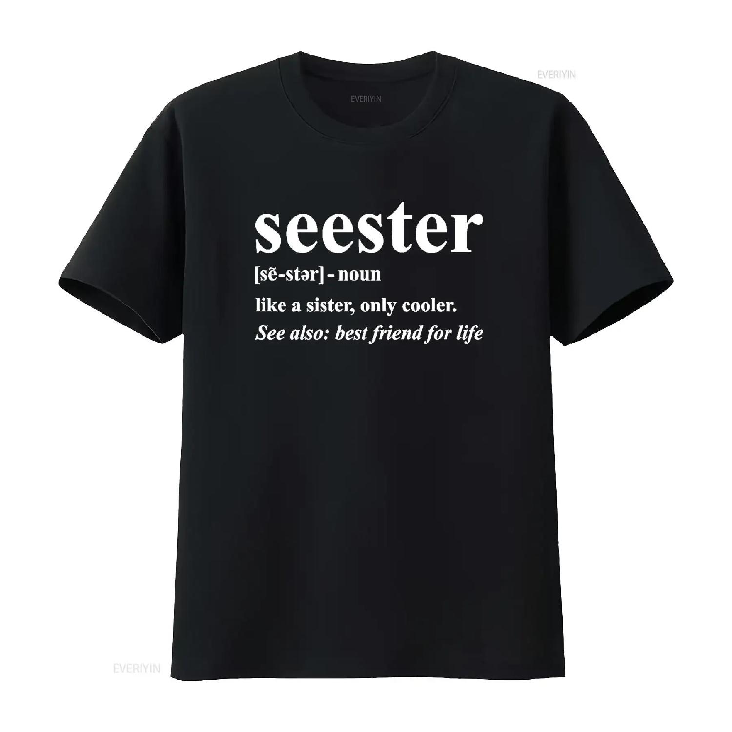 Go All Out Adult Seester Like A Sister Only Cooler T Shirt vintage Washed fashion Stylish Stretched Soft Breathable homme S