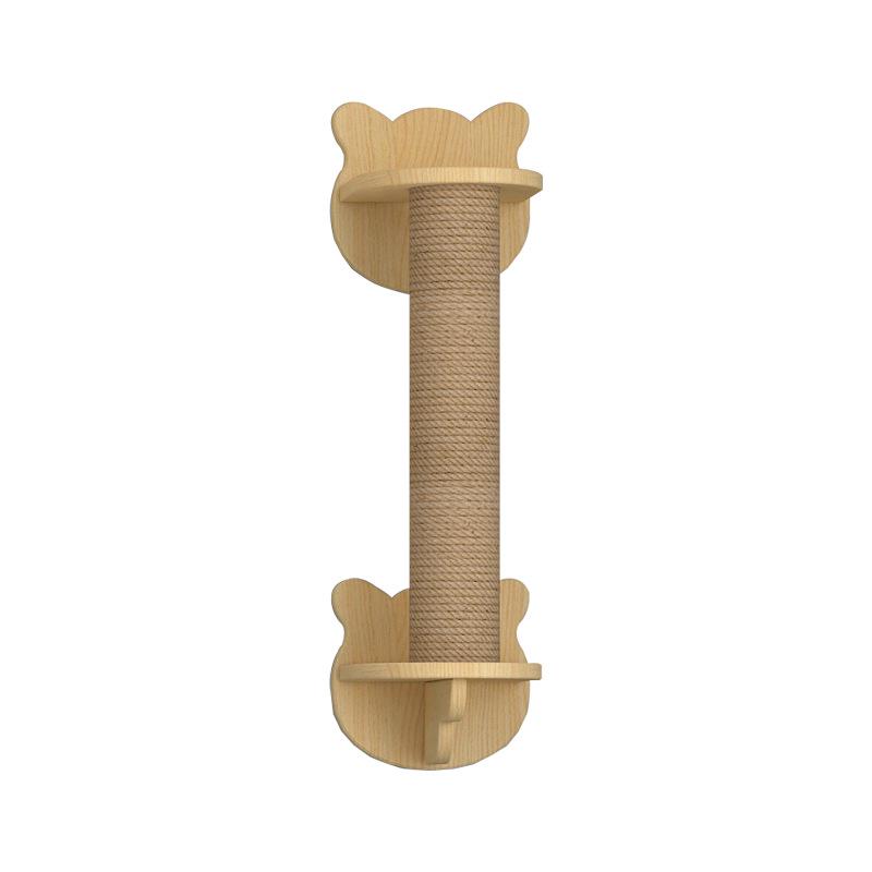 Wall-Mounted Solid Wood Cat Tree with Scratching Board and Jumping Platform