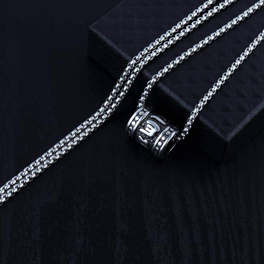 Fashionable Retro Totem Cylinder Artifact Hip Hop Necklace Men's Titanium Steel Accessories