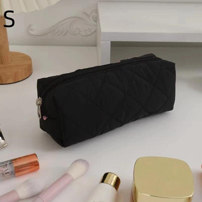 

1/3 Pcs Black Women Portable Makeup Bag Large Capacity Bow Quilting Cosmetic Pouch Handbag Ladies Travel Toiletry Storage Bag