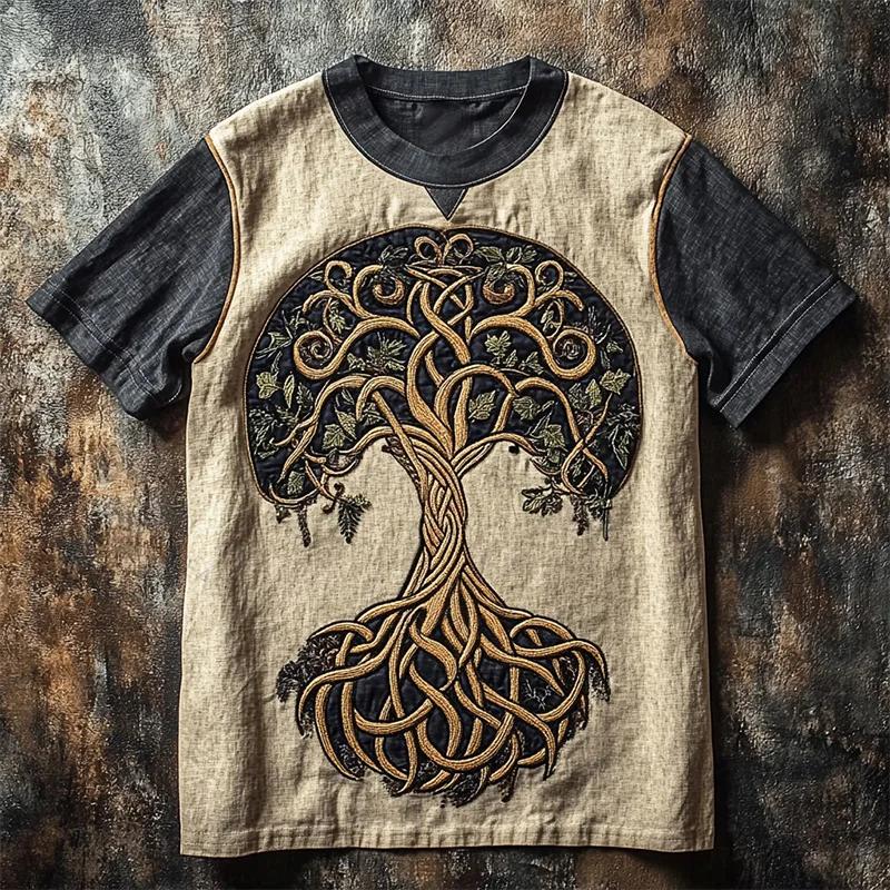 Pánské Vintage Severský Havraní Totemový Potisk Ležérní Tričko s Krátkým Rukávem Nadměrná Velikost Kulatý Výstřih Tričko s Krátkým Rukávem Letní Dámské Tričko Top