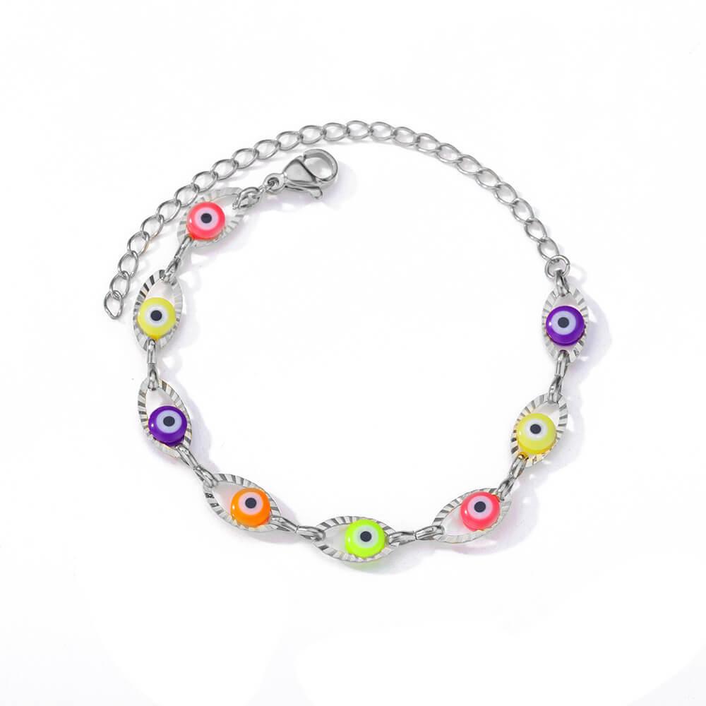 Gotické duhové náramky s Evil Eye pro ženy z nerezové oceli ve zlaté barvě Turecký démonický řetízkový náramek Letní plážové šperky