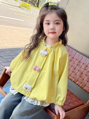 Mädchen 2025 Cartoon Spitze Baseballjacke - Frühling/Herbst Koreanischer Stil