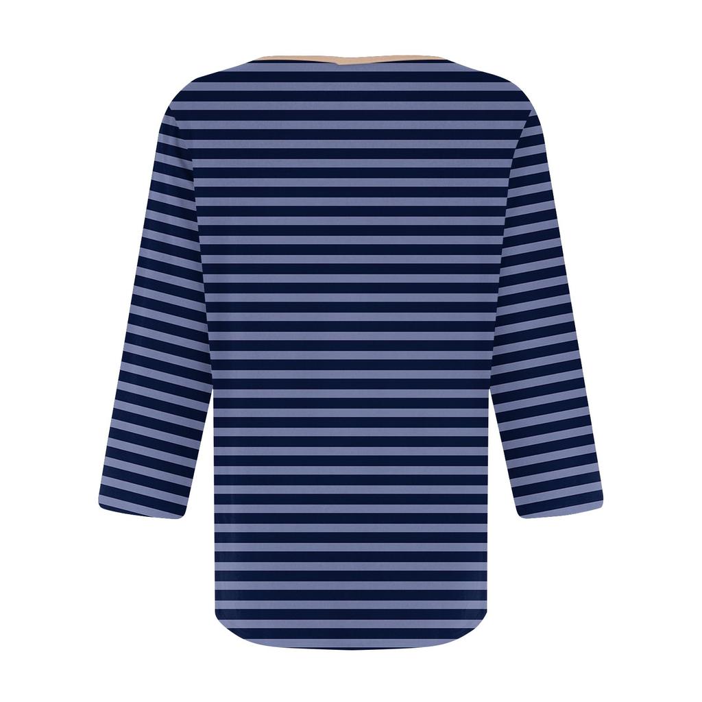 Women's Stand Collar 3/4 Sleeve Printed Top T-shirt