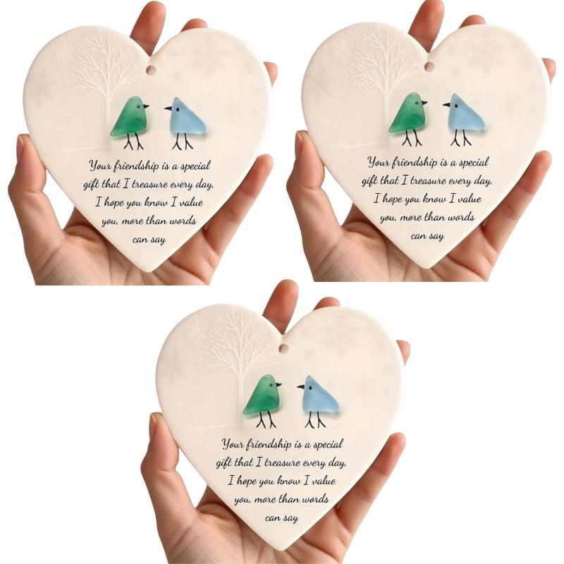 Christmas Heart-Shaped Friendship Ornament 3D Acrylic Handmade Craft Xmas Tree Hanging Ornaments Timeless Keepsake Gift 2026