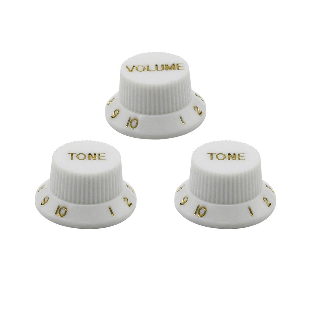 FLEOR 3PCS Plastic ST Guitar Knobs 2T1V Volume Tone Control Knobs Top Hat Caps Buttons Electric Guitar Parts
