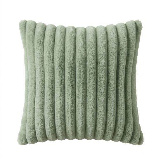 Imitation Rabbit Fur Pillowcase, Soft Plush Vertical Strip Design Throw Pillow Case, Decorative Cushion Cover for Sofa Bed Chair
