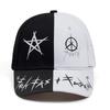 Baseballová čepice, klobouk s písmeny, vzorovaný tisk, jaro, léto, podzim, punk, hip hop, rock, nastavitelná, unisex, muži, ženy, venkovní, volnočasové, bavlněné