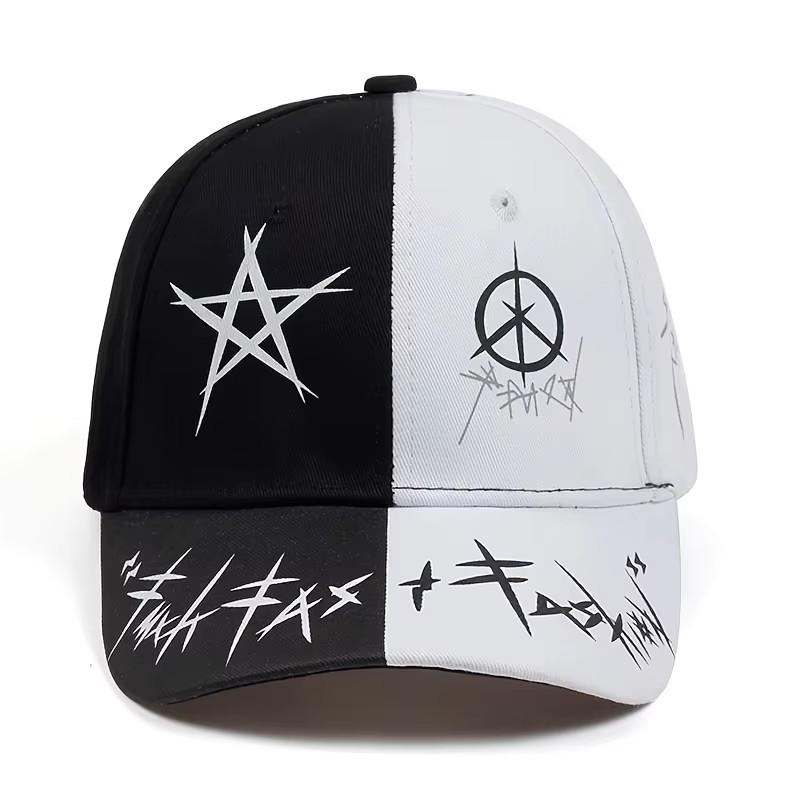 Baseballová čepice, klobouk s písmeny, vzorovaný tisk, jaro, léto, podzim, punk, hip hop, rock, nastavitelná, unisex, muži, ženy, venkovní, volnočasové, bavlněné
