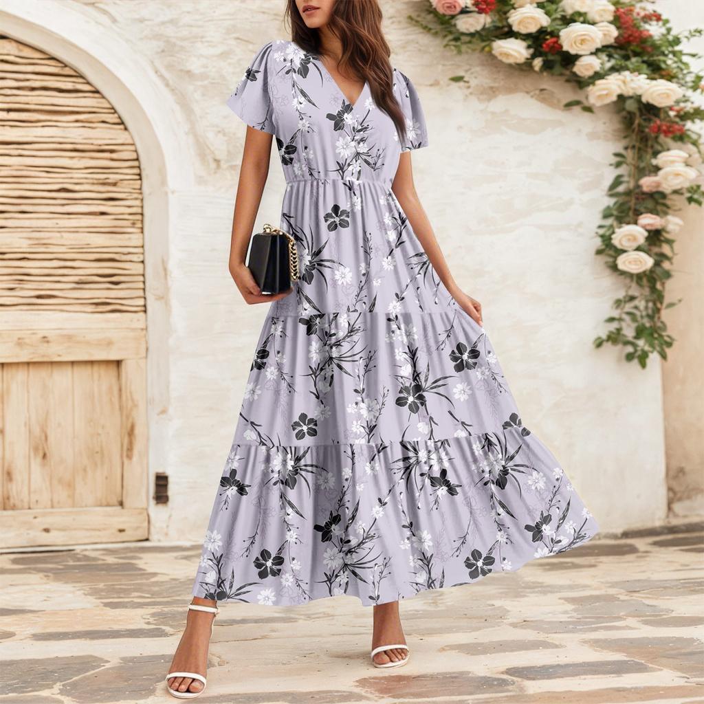 Women's Flowy Dresses Women's Summer Dresses Casual Short Sleeve Maxi Dresses Formal Maxi Dresses