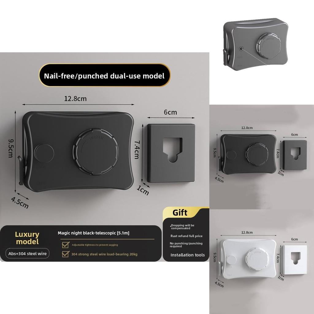 Modern Indoor Retractable Clothes Line With Stainless Steel Wire For Balcony And Bathroom Use