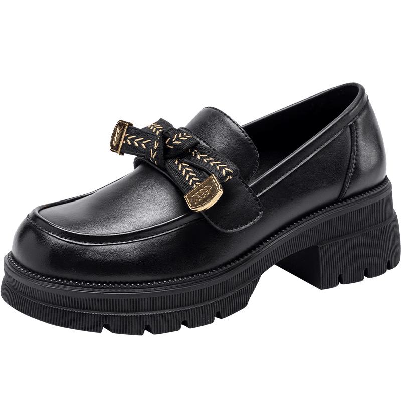ZHR Women s Genuine Leather Platform Loafers with DIY Buckle - EH06L 37