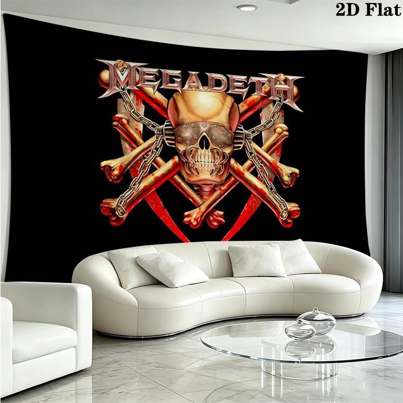Megadeth Wall Tapestry Aesthetic Wall Hanging Printed Fabric Blanket Decorative Tapestries for Bedroom Living Room Home Decor