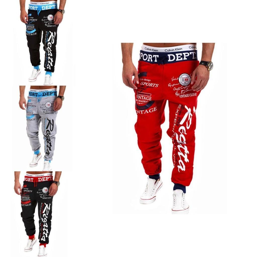 Classic Men's Letter Sport Sweat Pants Jogging Jogger Trousers Tracksuit Bottoms With Stylish Drop Crotch Design