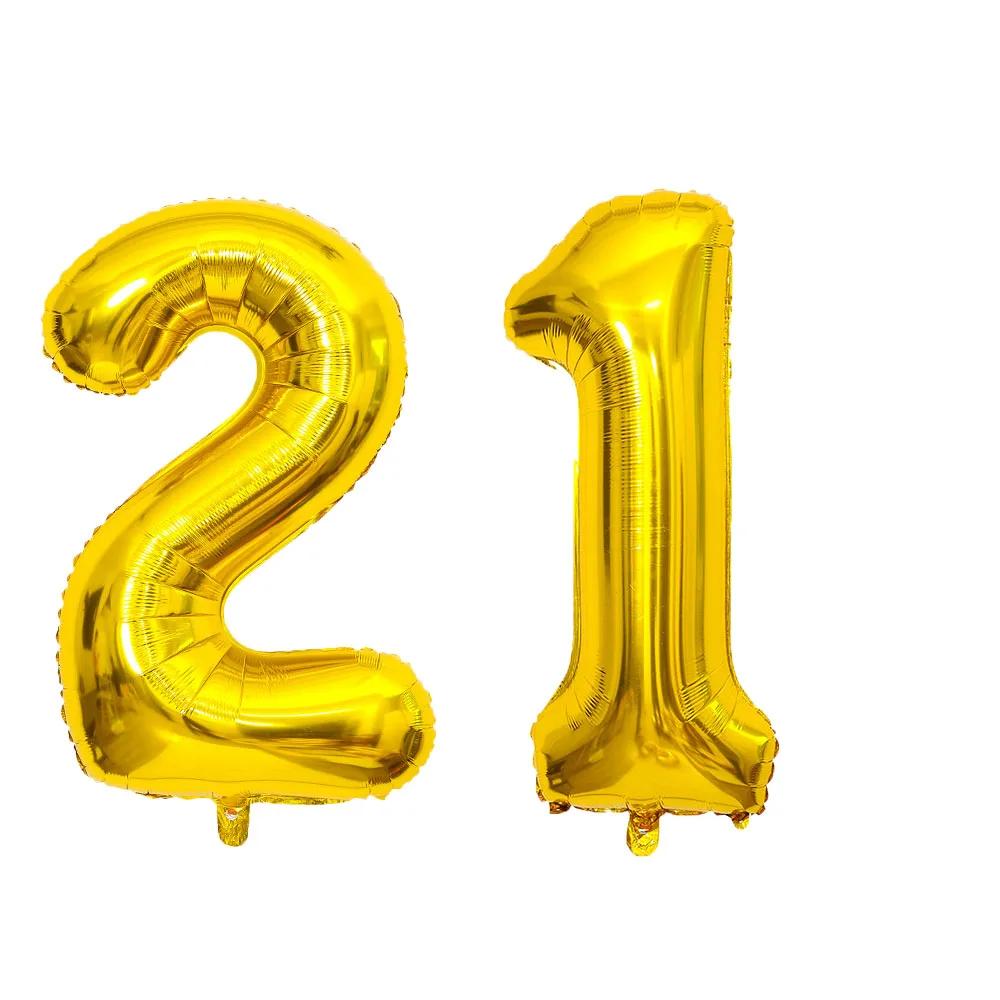 2pcs 40 Inch Number Figure Foil Balloon16 18 20 21 25 30 35 40 Years Adult Old Birthday Party Anniversary Decoration Air Balloon