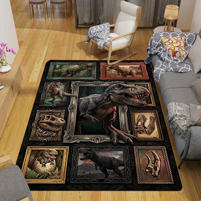 Dinosaur Collection Pattern Rug Floor Mat for Living Room or Bedroom Soft and Comfortable Carpet a Gift for Birthday and Holiday.
