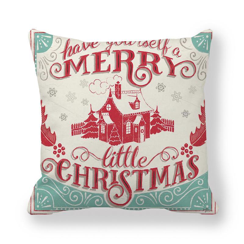Red Car Christmas Tree Santa Cushion Cover Christmas Pillowcase Home Sofa Chair Bed Pillowcase