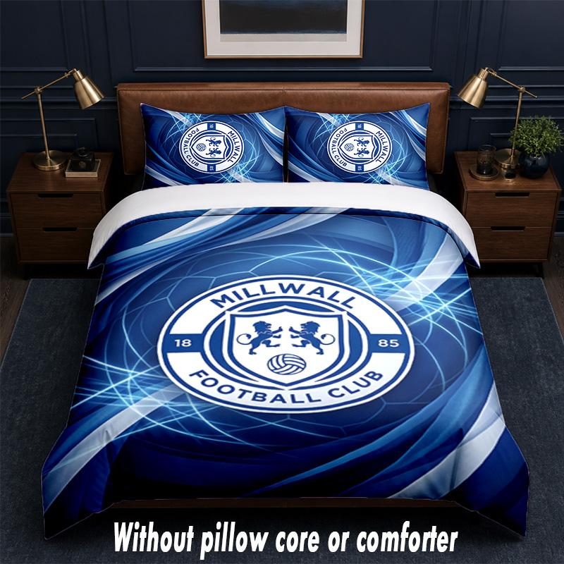 Millwall Football Design Bed Bedding Set 1 Duvet Cover + 2 Pillowcases Soft Breathable Household Bed Linens