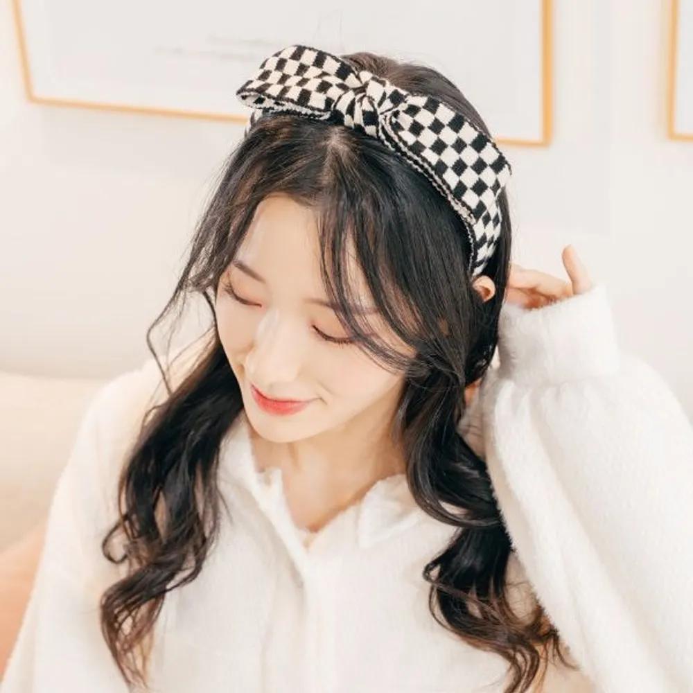 Knit Checkerboard Hairband (21HB040) Ribbon