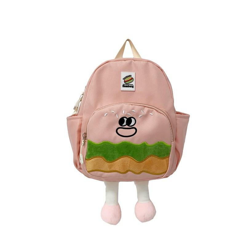 Cartoon Hamburger School Backpack Students Bag Breathable Outdoor Gift Travel