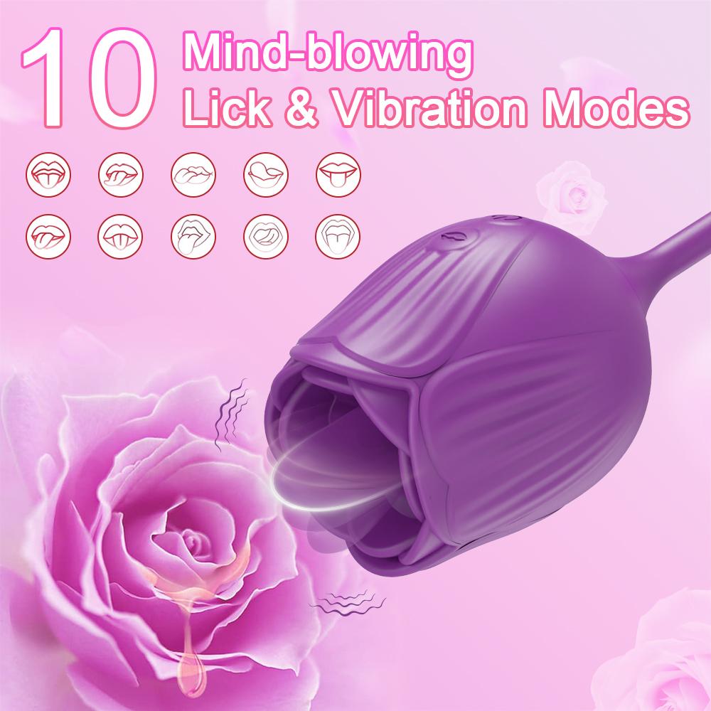 Rose-Vibrator for Woman Tongue Licking Clitoral Stimulator Thrusting G Spot Dildo Clit Nipple Licker for Women Goods Sexy Toys
