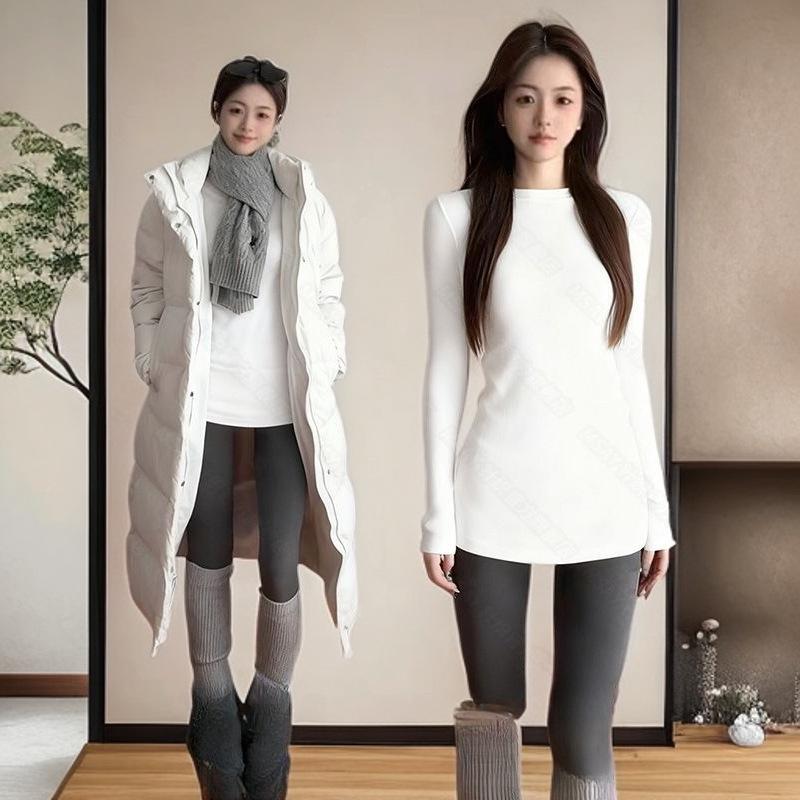270g Double-Sided German Fleece American Mid-Length Slim-Fit Long-Sleeve T-Shirt XL белый
