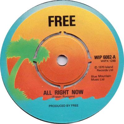 7inch Record FREE - All Right Now WIP6082 Island Records 1970 UK Rock Used