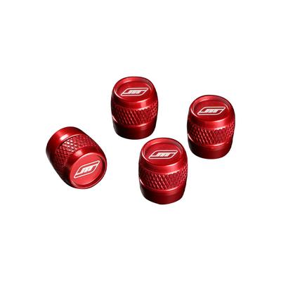 MONSTER SPORT 680500-0000R Air Valve Cap, Red, Set of 4, Automobile, Universal Aluminum, Shaved Anodized Finish, Barrel Shape X Knurling