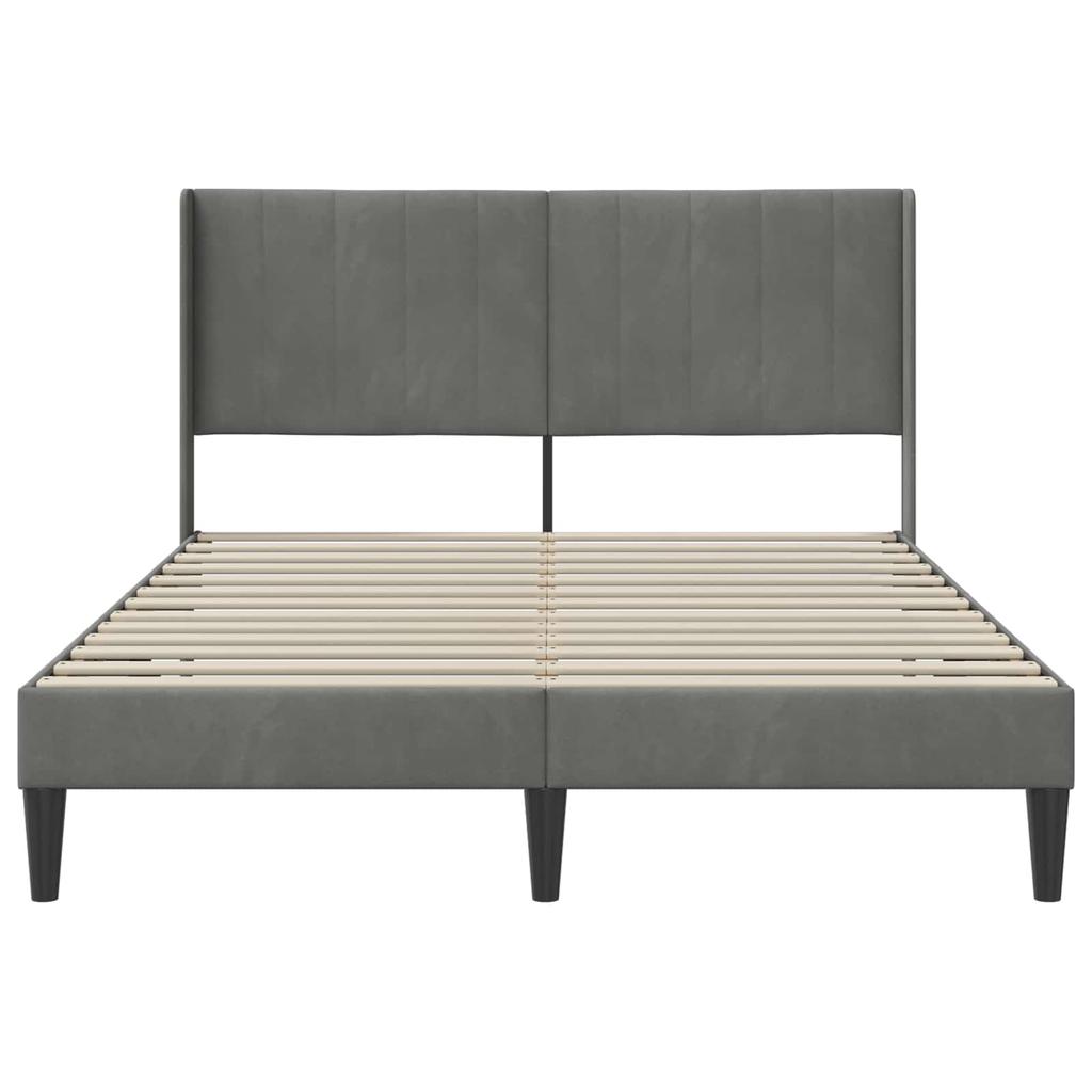 Bed Frame with Headboard Dark Grey 120 x 190 cm Velvet
