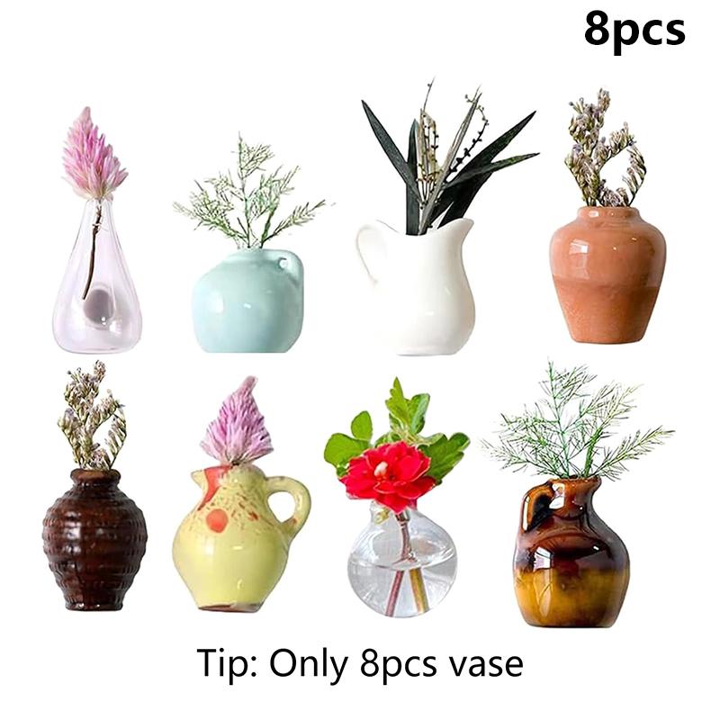 

1/8 шт. Керамическая ваза Магнит на холодильник Подставка для цветов Мини-цветочная композиция Стикеры для доски для сообщений 3D Стерео Домашний декор