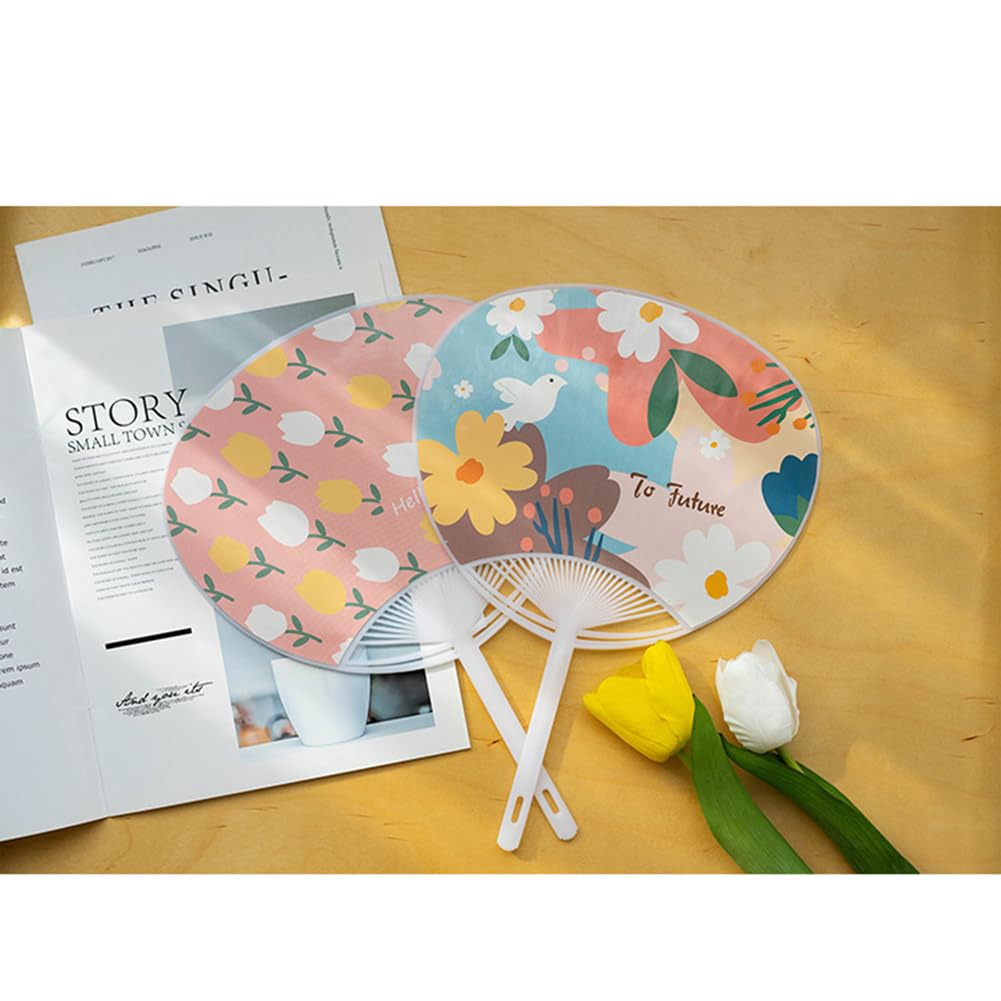 MinniLove Iuchi Uchi Cute 4 Extra Cool and Perfect for Sports Fireworks and Parties of 4 Floral Fans, Designs, Types, Large, Lightweight, Summer,