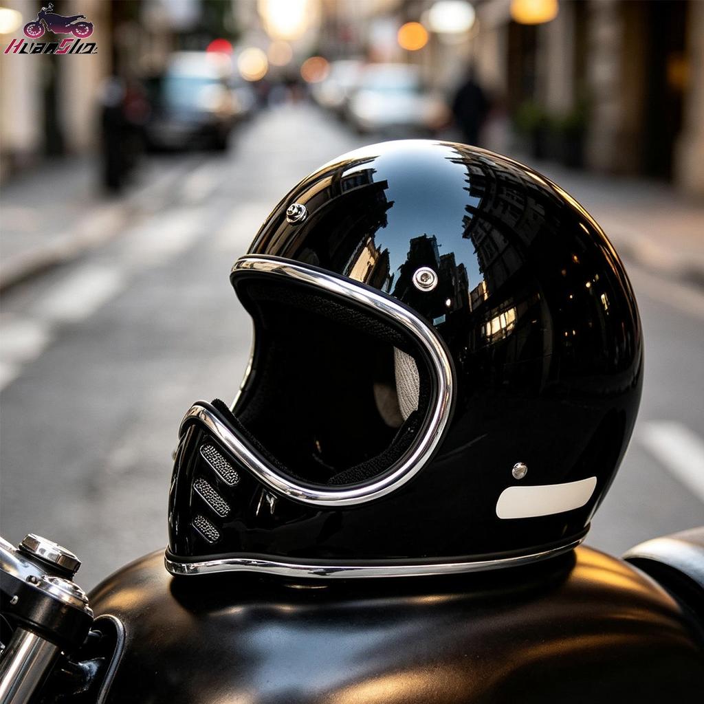 Retro Japanese Cruiser Fiberglass Full Face Motorcycle Helmet