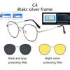 3 In 1 Metal Oval Frame Magnetic Attraction Suitable Prescription Glasses Frames Polarized Clips Sunglasses Two-In-One Lensed