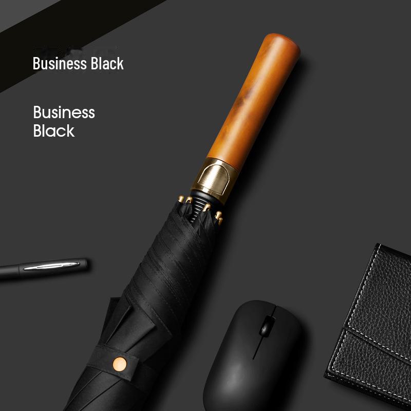 Umbrelă de Golf Britanică Retro Business - Mâner de Lemn, Tijă Dreaptă Consolidată, Anti-Ultraviolete, Design Cadou Imprimat.