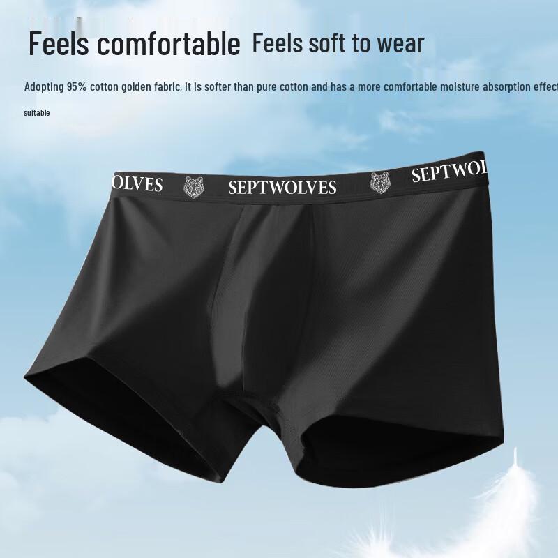 SEPTWOLVES Men's Mulberry Silk Antibacterial Seamless Boxer Briefs