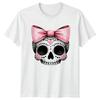 Pink Bow Skull Unisexs TShirt Coquette Aesthetic Halloween Gift For Her