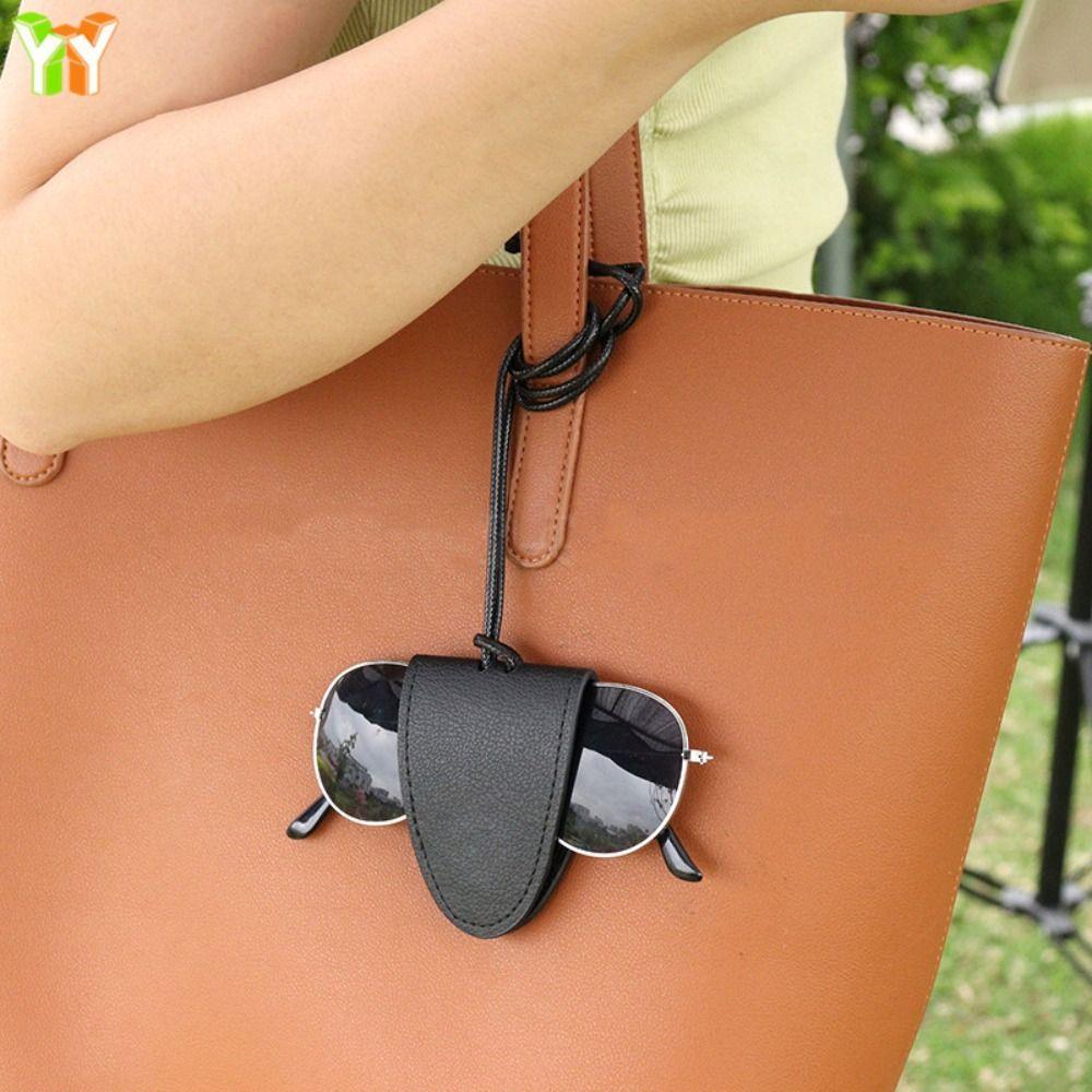 Sunglasses Storage Lanyard Glasses Clip Neck Hanging Pu Leather Magnetic Hat Clip Portable   Beach
