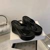 Design Sommer Tykke Dame Tøfler Mote Plattform Kiler Høy Hæl Sølvfargede Damesko Zapatillas De Mujer